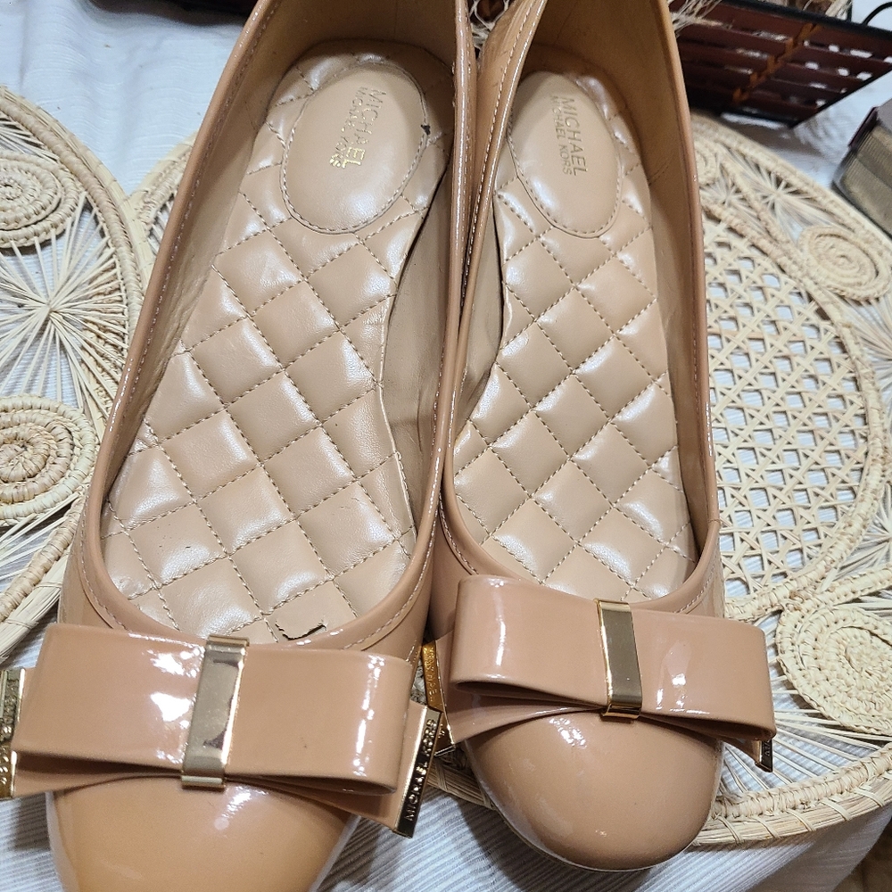 Michael Kors Nude Patent Leather Bow Flats